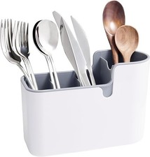 Amazon Basics Countertop & Wall Organization for Utensils, White/Grey