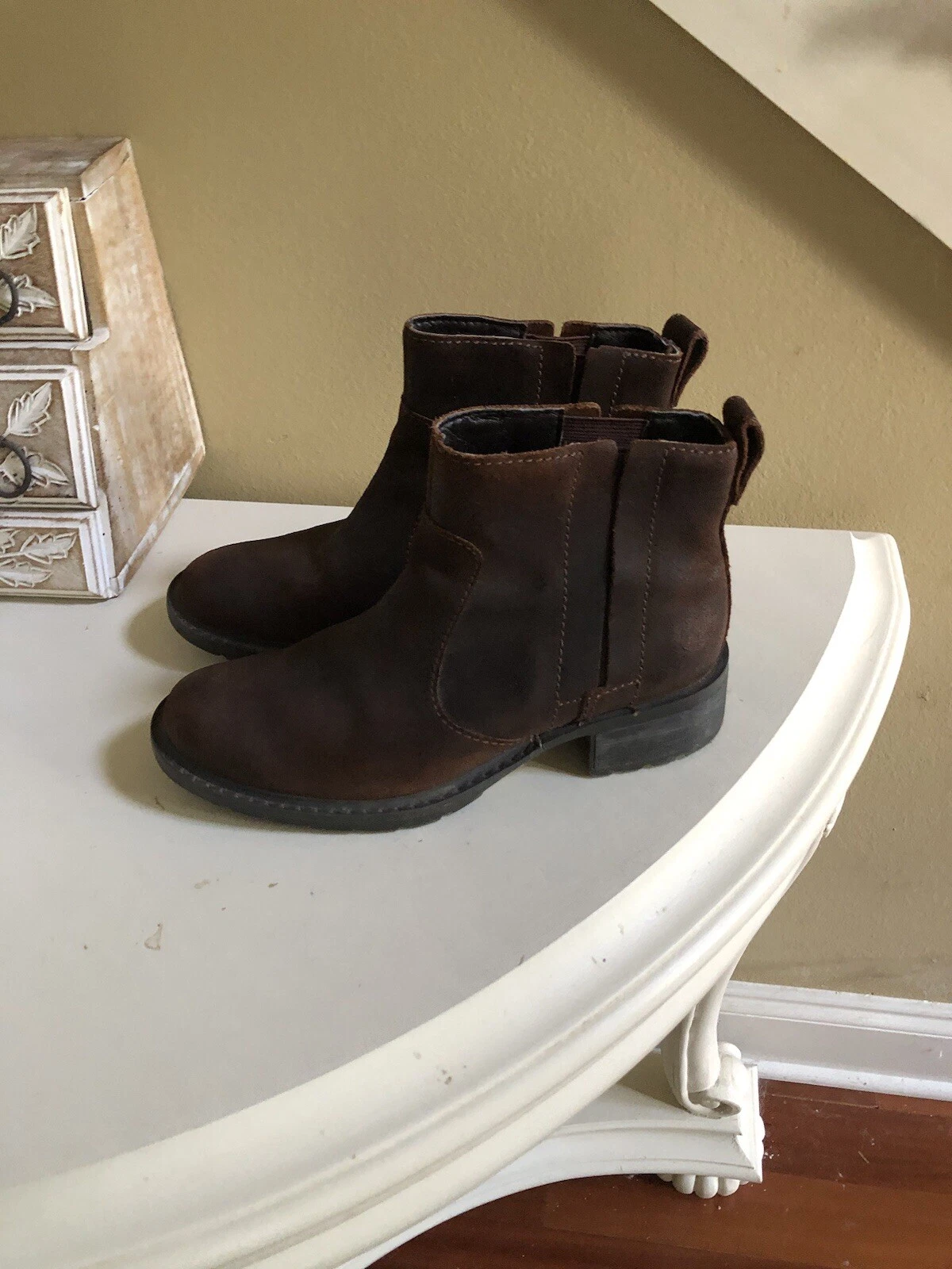 Stivali Timberland Chelsea in pelle marrone da donna misura 6 blocco tacco grosso