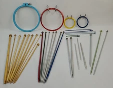 24 Knitting Needles Bamboo Clover Boye Metal Double Pointed Stitch Holders Hoops