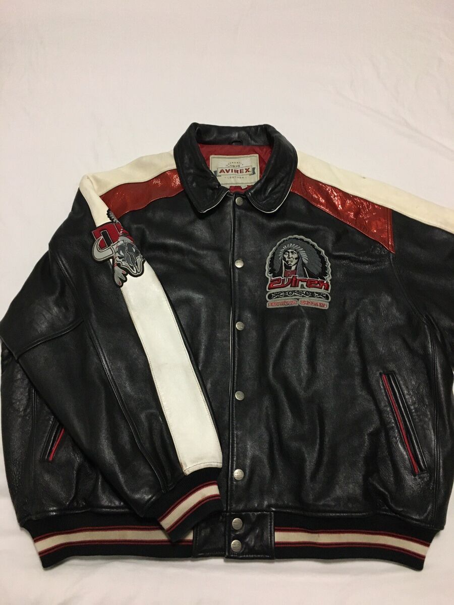 Rare VTG 90S Avirex Senatobia Choctaws Bull Skull Leather Rare VTG 90S Avirex Senatobia Choctaws Bull Skull Leather