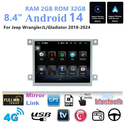 8.4" Stereo Radio GPS Nav Head Unit Wifi For Jeep Wrangler JL Gladiator 2018-24 - Picture 1 of 23
