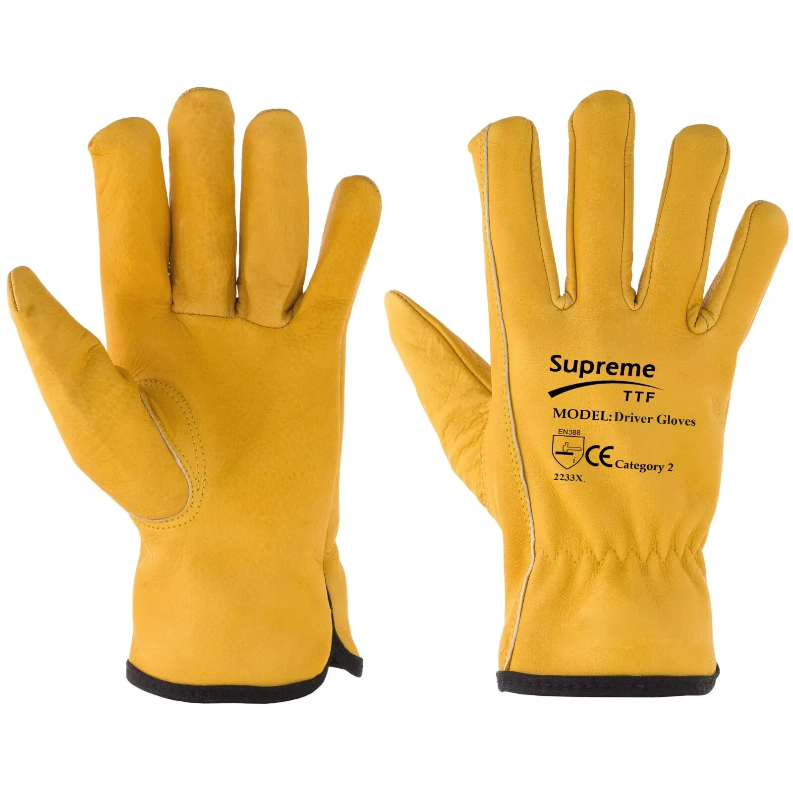 10 x Gants de Jardinage en Cuir Jaune Premium Antiépines Conducteur Travail Homme Femme