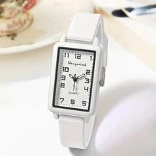 Fashion Rectangle Quartz Watch Analog Silicone Band Wrist Watch Gift