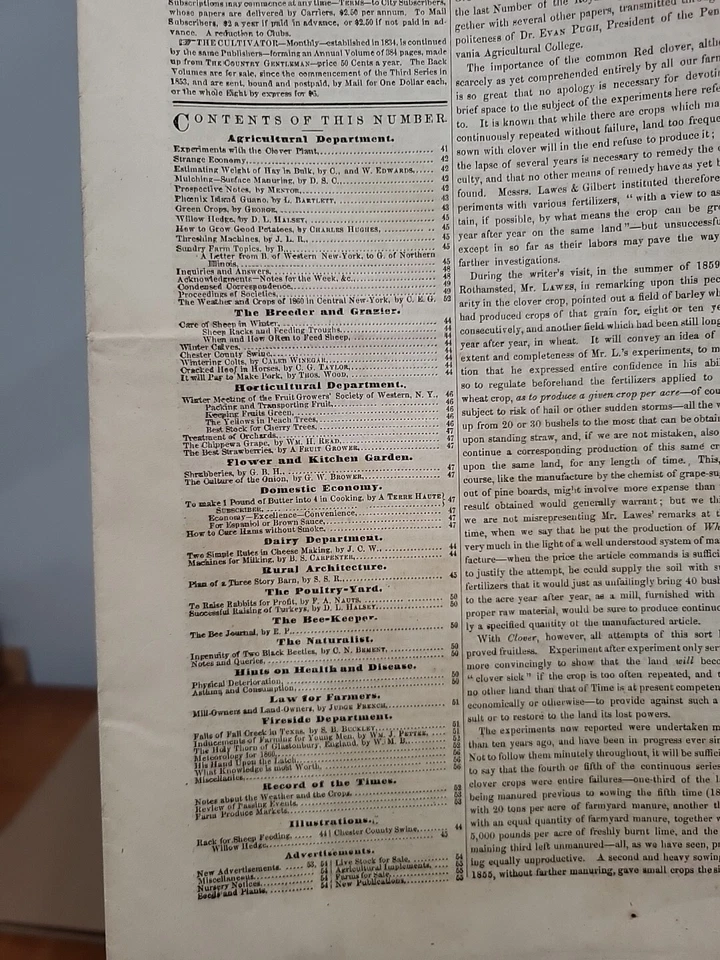 The Country Gentleman January 17, 1861 Civil War Era Magazine Complete Loose - Image 2 of 4