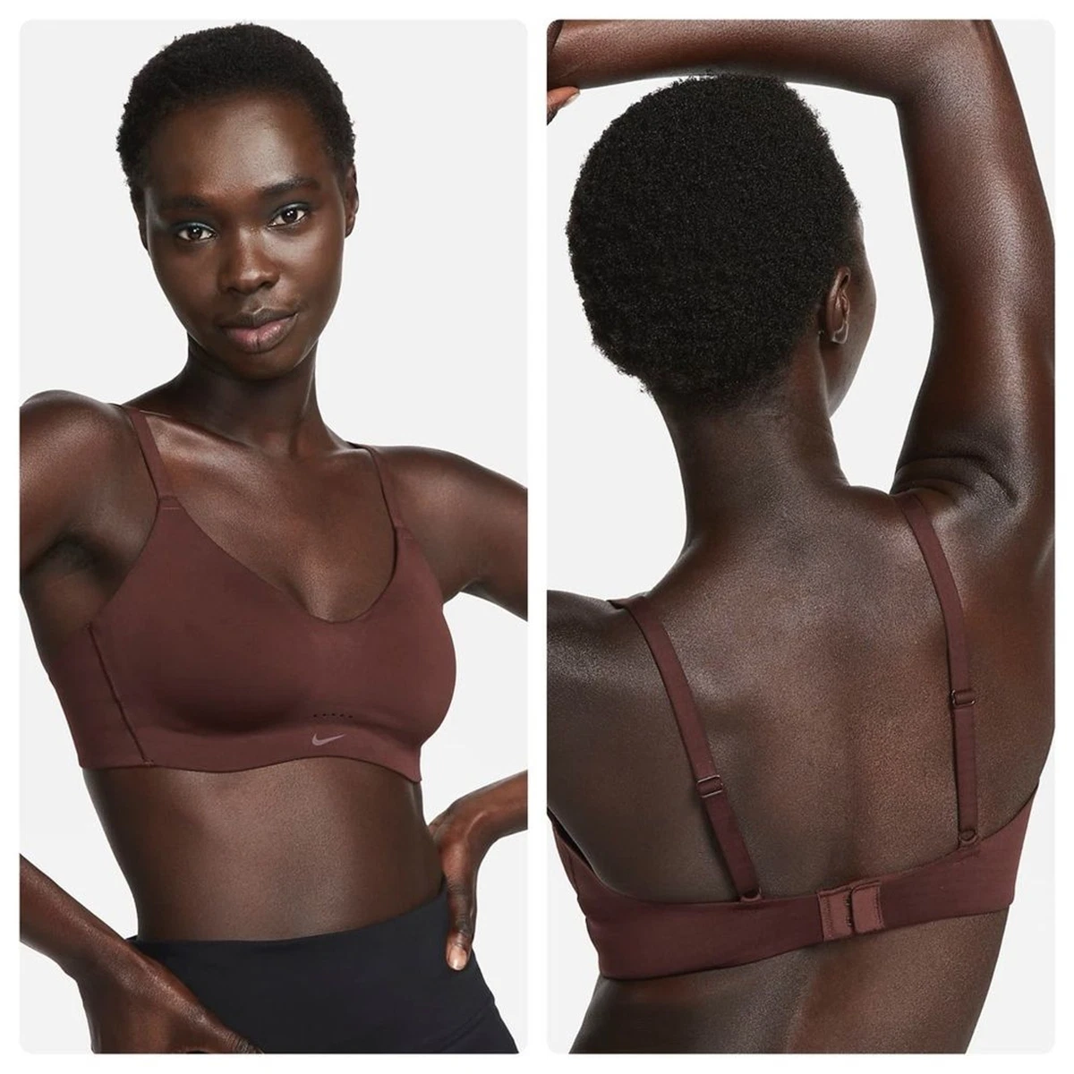 See Price in Bag Brown Nike Alate Sports Bras.