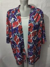 Envious Red Blue Floral White Inset Women's Top Blouse Size 24W Made In USA