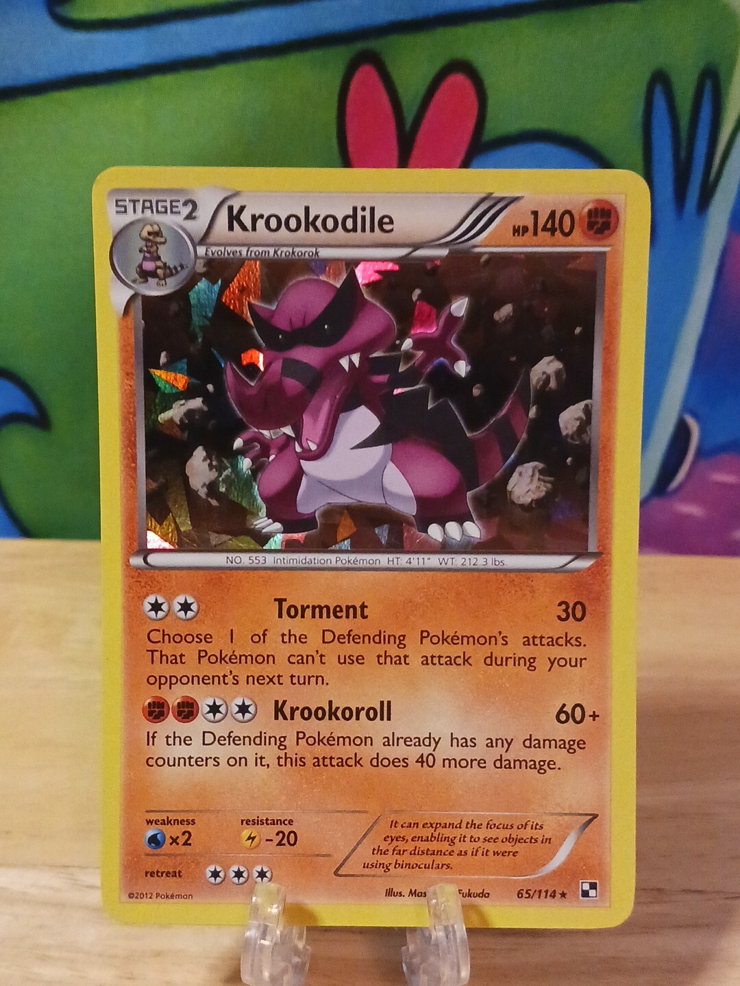 Krookodile 65/114 CRACKED ICE HOLO Rare Black & White Pokemon Card NM