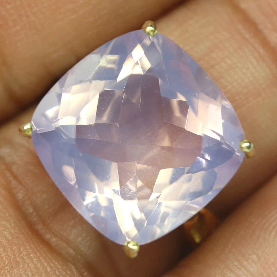 Anel de joias de pedra preciosa lavanda quartzo e zircão branco prata 925 tamanho 6,5 - Imagem 2 de 4