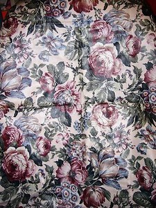""LARGE BURGUNDY ROSE DESIGN ON IVORY BACKGROUND"" - HOME DECOR FABRIC PIECE