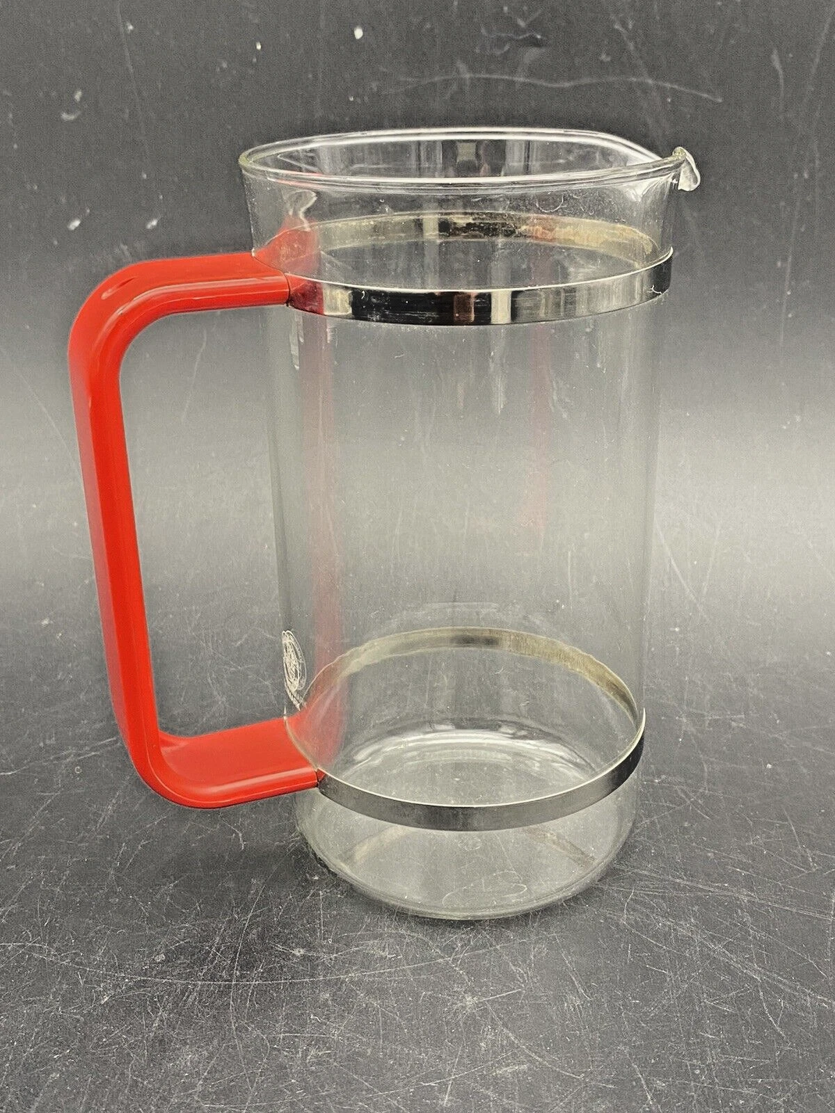 Vintage Bodum Carafe French Press Red Plastic Glass Coffee Press Denmark 4 cup