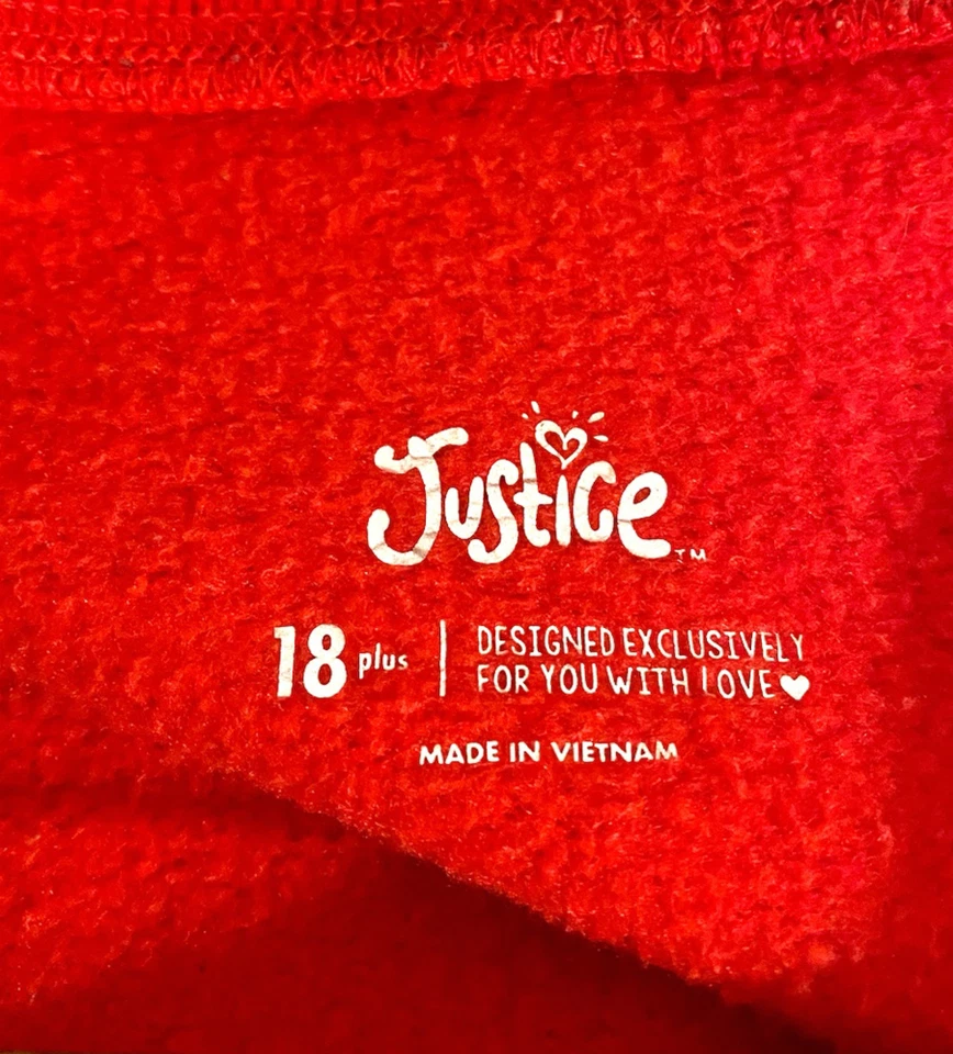 Justice Girls Size 18 Cat Embellished W Black Hat Red Fleece Cropped Pullover - Image 4 of 4