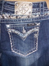 Y2K Miss Me JP8519T Rose/Gld Bronze Sequin Straight Cut Jeans Sz 24,25,27 SALE