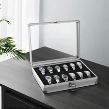 12 Slot Lockable Watch Case Storage Organizer Jewelry Box Watch Display Suitcase