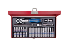 Set of 26 pcs 1/4" Drive Socket Set Metric for Tool in a Metal Case KING TONY