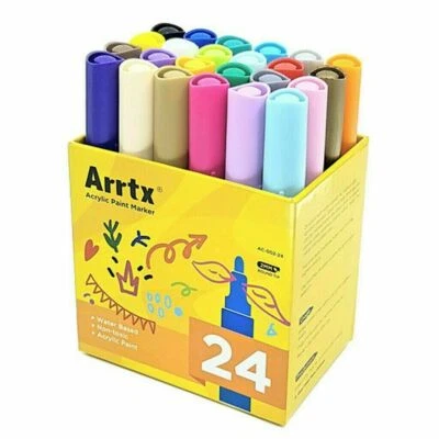 Arrtx 24 Acrylic Paint Markers,Water Based Multi-Surface Non-Toxic Acrylic Paint