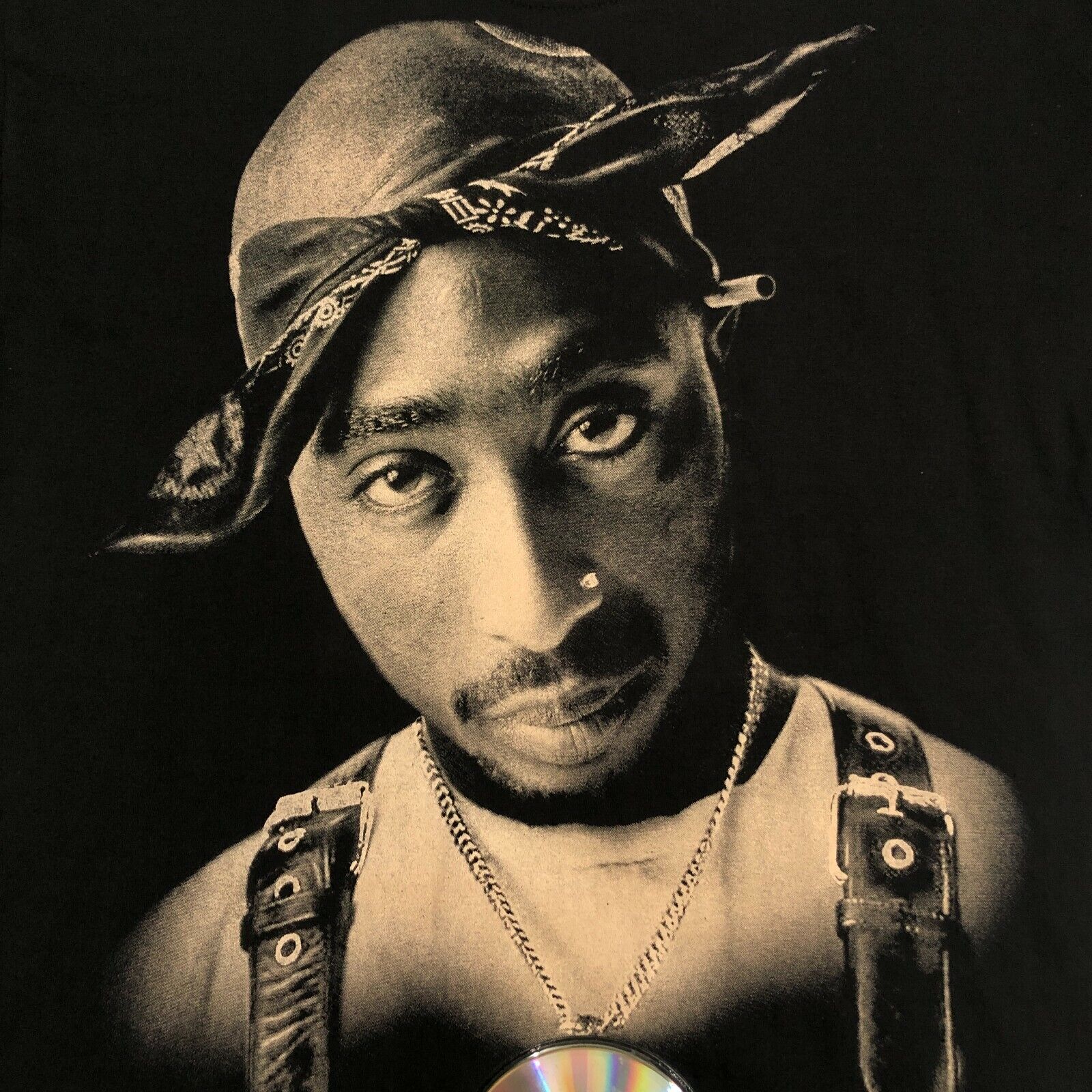 Tupac 2PAC Shirt w/ CD Sealed on Front MOB Tag Made in USA Mens XL Tall