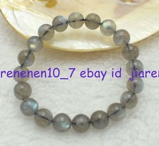 Beautiful 6/8/10mm Natural Gray Labradorite Gems Round Beads Bracelet 7.5 "AAA