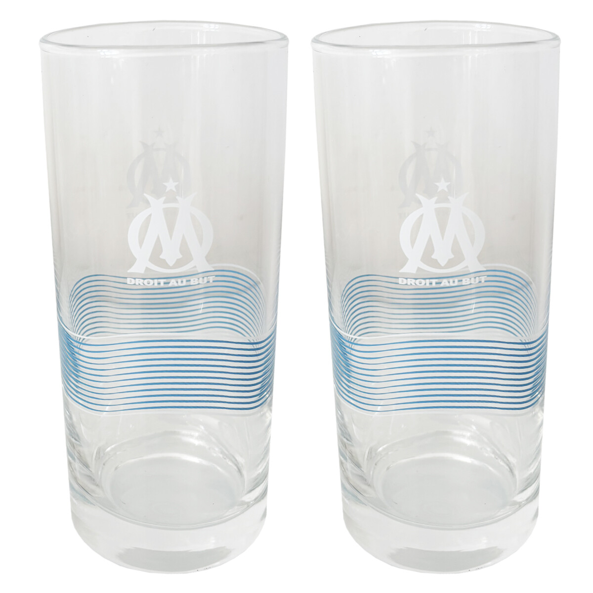 Verres à eau Olympique de Marseille le coffret cadeau idéal en verre bleu et blanc pour homme