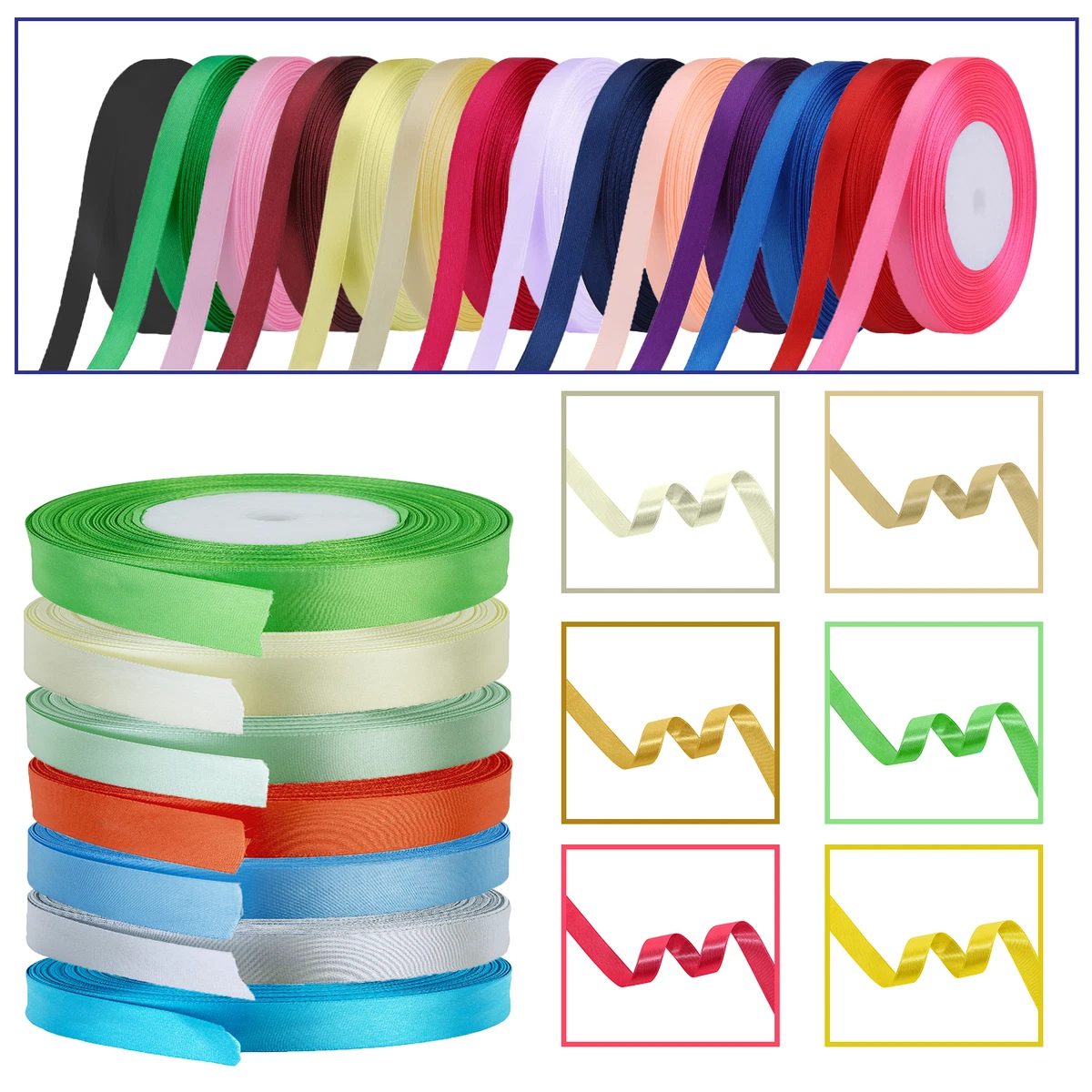 25m Satin Ribbon Roll Silk ribbon for Crafts Gift Xmas Tree Decor  3/6/10/15/20mm