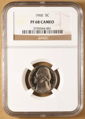 1960 Proof Jefferson Nickel NGC PF 68 Cameo