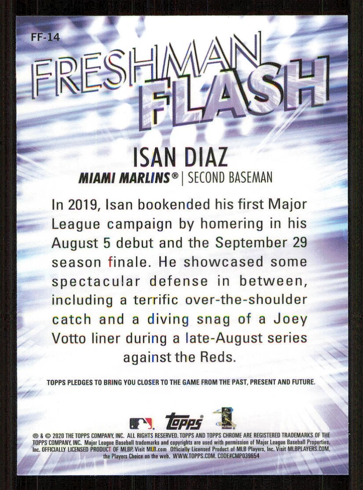 2020 Topps Chrome Freshman Flash #FF14 Isan Diaz - Image 2 of 2