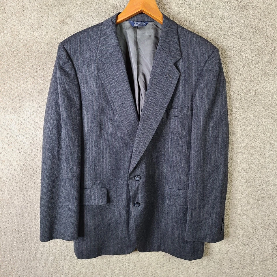 Vintage Kuppenheimer Suit Mens 46R Gray Striped 2 Piece Wool Blazer Pants 36x30 - Image 2 of 4