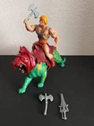 VTG 1981 Masters of the Universe He-Man w/ Battle Cat-Armor Helmet Weapons Lot