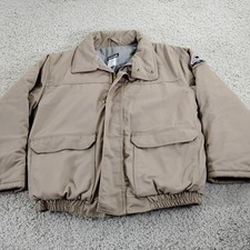 Bulwark Jacket Mens Large Beige FR Fire Resistant Flame Work Chore Zip 2112