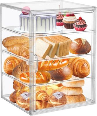 4 Layers Adjustable Clear Bread Storage Box for Kitchen Countertop,Large Bread S
