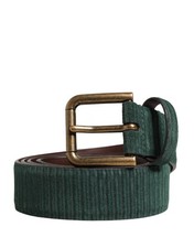 Dolce&Gabbana Men Green Waist Belt Leather Metal Buckle Classic Strap 85cm 34"