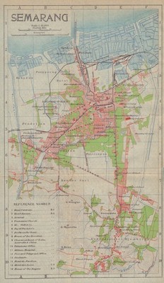 Semarang antiker Stadtplan. Central Java. Indonesien 1917 alte Karte