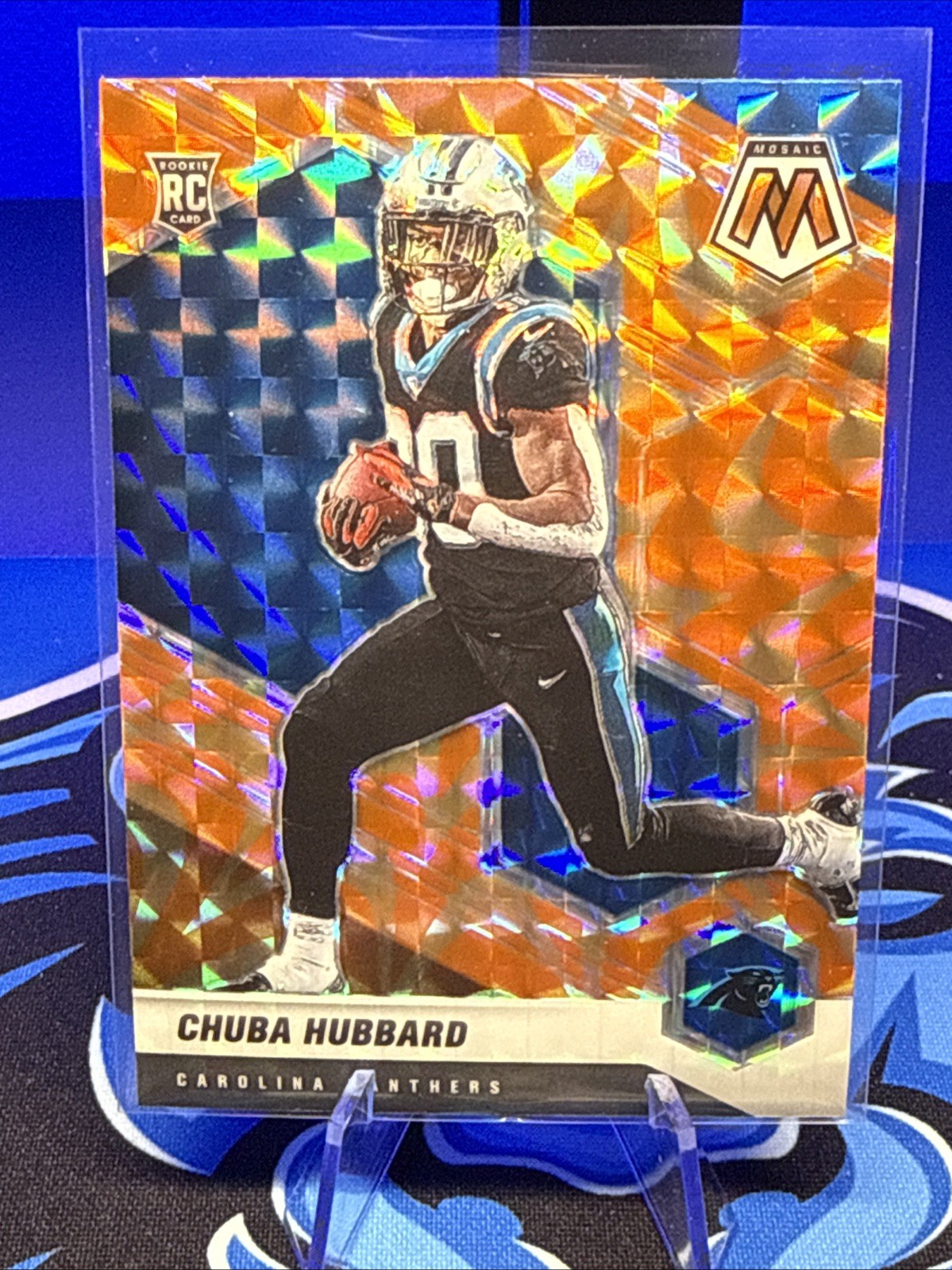 Chuba Hubbard 2021 Panini Mosaic Football RC Orange Reactive Prizm #325 Panthers