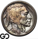 1919 Buffalo Nickel, Subtle Rainbow Color, Solid Gem BU++ Tougher Date