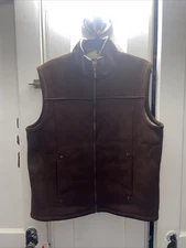 Lauren Ralph Lauren Men’s Brown Fleece Sherpa Lined Vest Sz XL Full Zip Vest EUC
