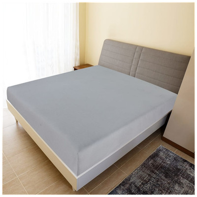 Spannbettlaken Jersey grau 160x200 cm 100% Baumwolle Gummi tiefe Taschen Maschinenwäsche