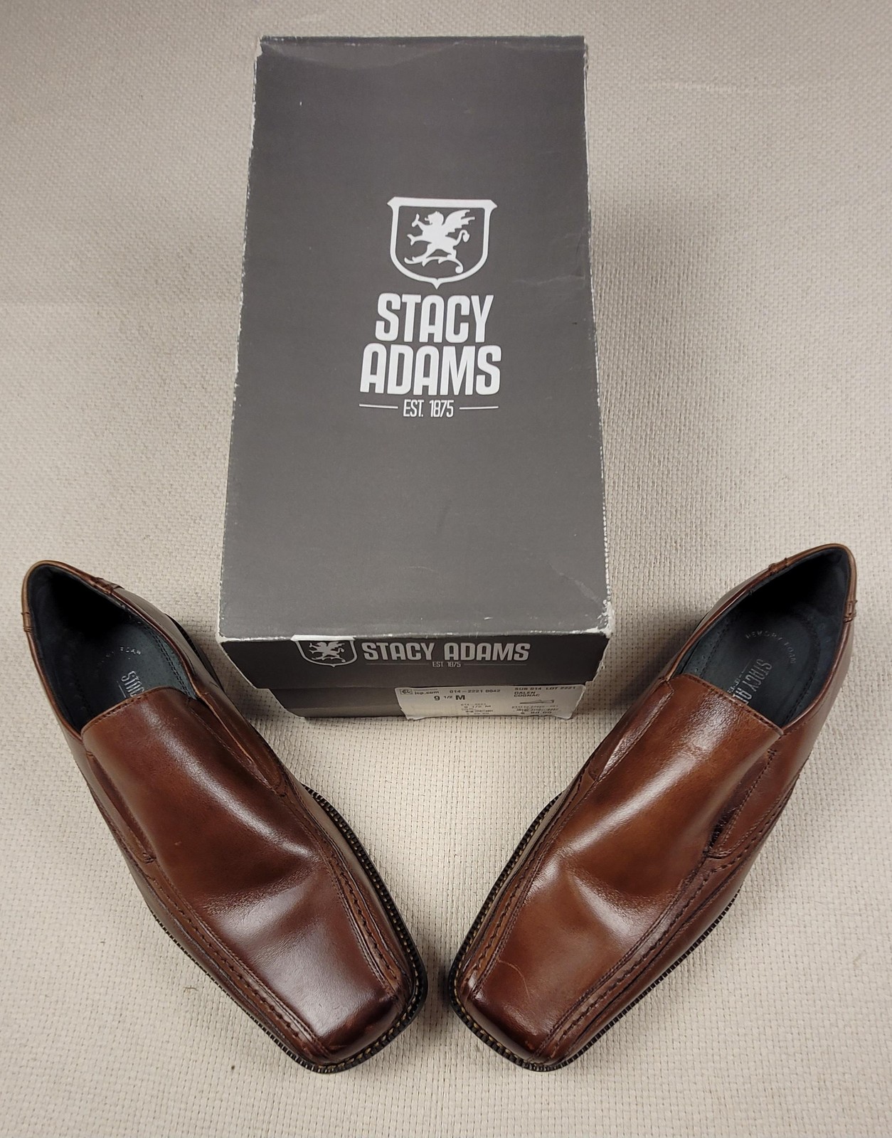 SAOLA Scarpe Stacy Adams uomo taglia 9 5 mocassini eleganti pelle marrone Dalen cognac