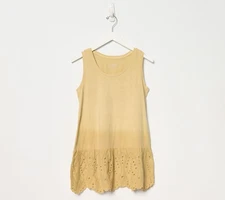 LOGO by Lori Goldstein Layers Ombre Eyelet Tank Top Safari Tan 3X New
