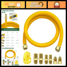 48" Flex Gas Line Connector Kit for Dryer, Stove, Water Heater - 1/2" MIP/FIP, S