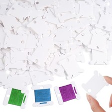 200 PCS Embroidery Floss Bobbins, Plastic Organizer, White