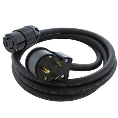 AC WORKS  10ft SOOW Extension Cord   NEMA TT-30P to L14-30R, 30A, 125V
