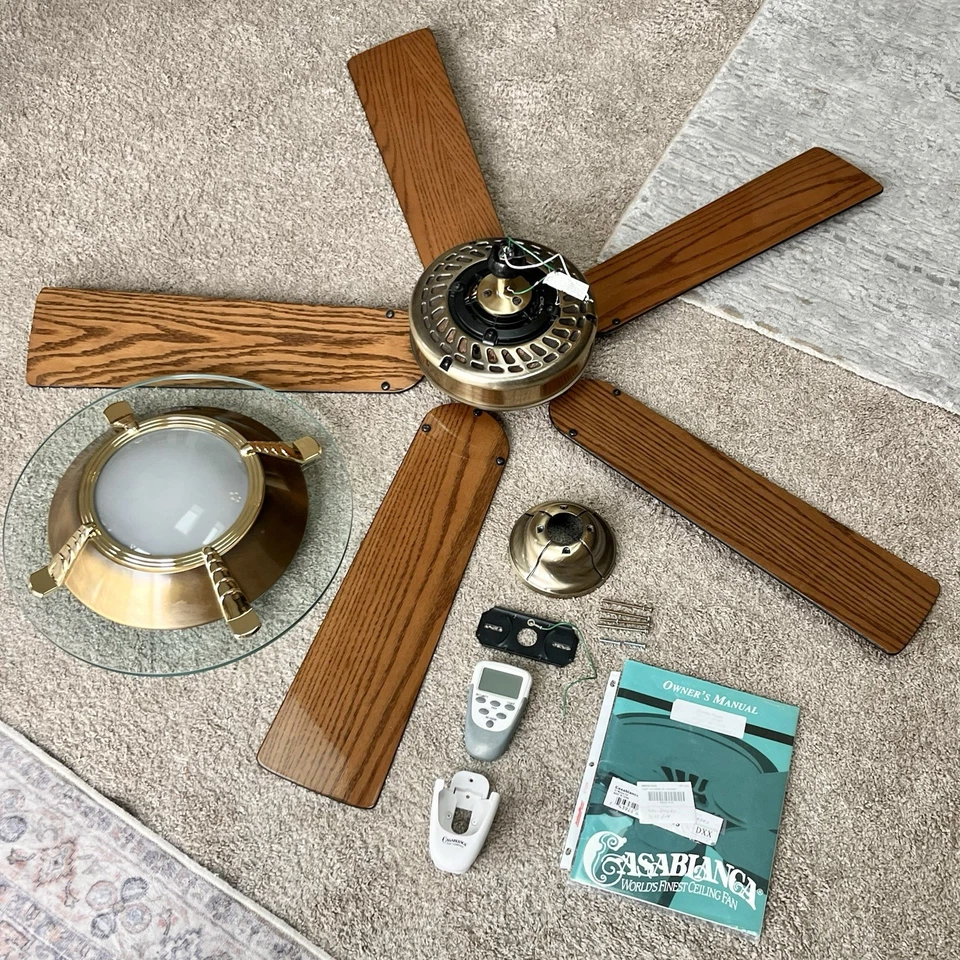 VTG Casablanca Ventura Ceiling Fan w/ Fabbian Italian Light & Remote 1990s RARE - Image 3 of 4