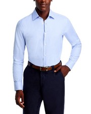 BOSS Hank Kent Slim Fit Dress Shirt Men S 15 38 Light Pastel Blue Button Closure
