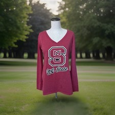 Campus Heritage - Women’s NC State University NCSU V-neck Shirt - Red - Sz Large
