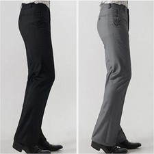 Men Bell Bottom Pants 60s 70s Retro Flare Formal Dress Trousers Slim Fit Retro