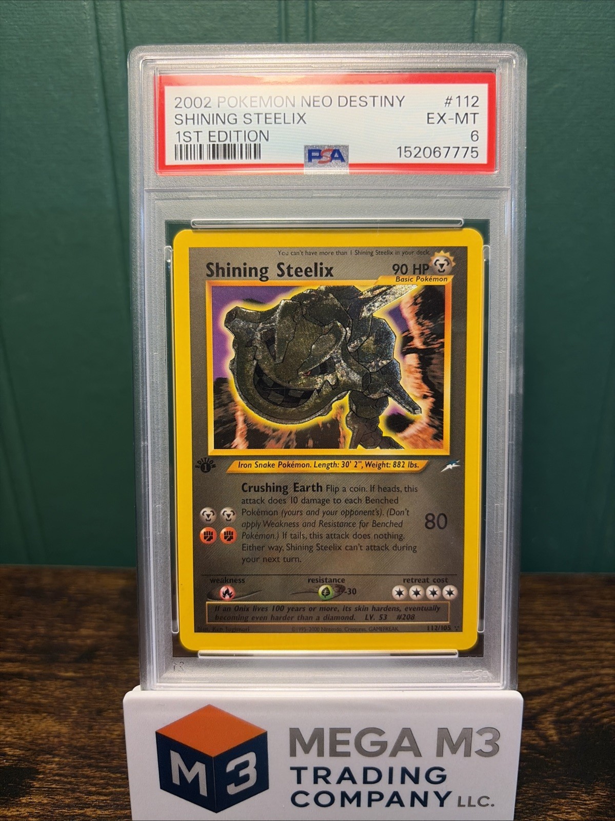Shining Steelix 112/105 Pokemon Card Holo Foil Neo Destiny 1st Edition PSA 6