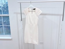 Alice + Olivia Kiro Pleated Shoulder Dress Size 0 Ecru Ivory NWOT