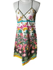 Desigual Spaghetti Strap Y2K Babydoll Dress 42 Large Floral Butterfly Fairycore