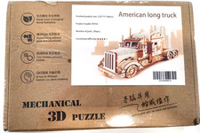 American Long Truck 3D Mechanical Wooden Model/Puzzle, New