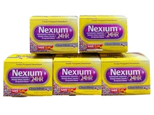 Nexium 24HR Acid Reducer CLEAR MINIS Heartburn Relief 5 Boxes 42 Count per box