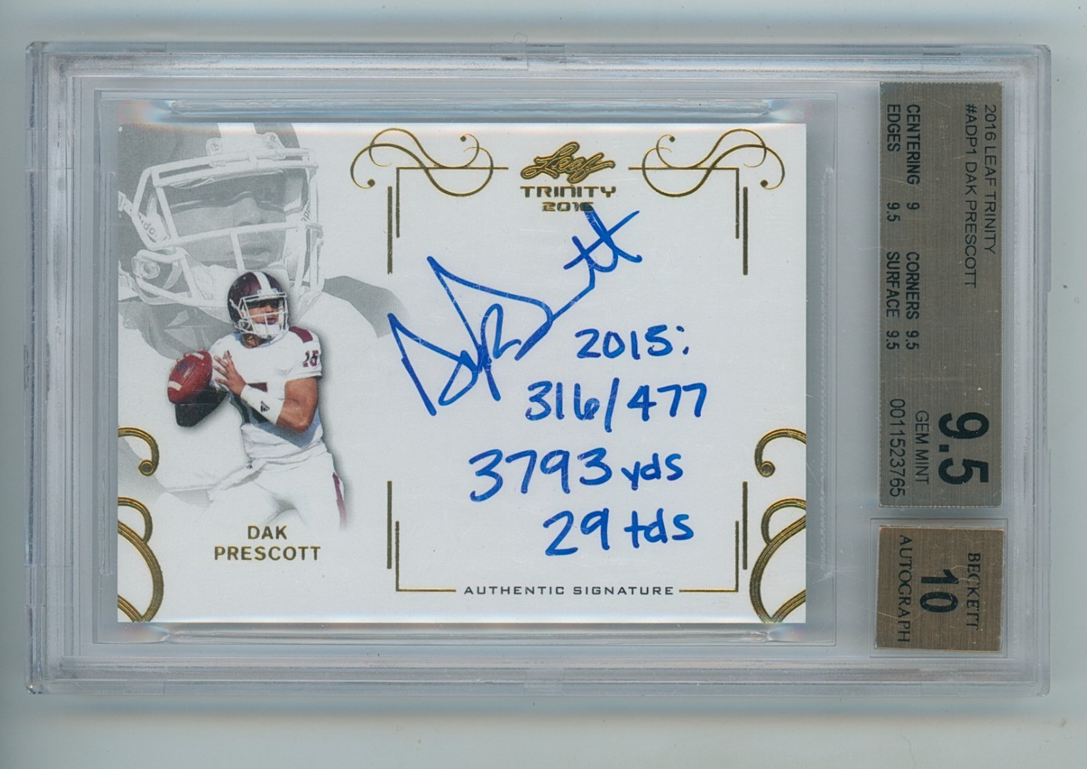 Dak Prescott Leaf Trinity Autograph #ADP1 Red